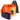 Orange tow strap with a navy handle and black tag on a white background