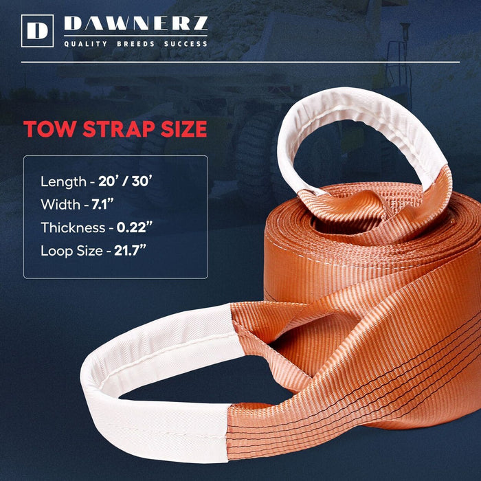 "Reinforced recovery towing strap for secure hauling"
