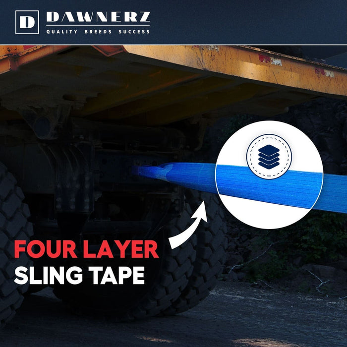 Dawnerz 260,000 lb 30 ft towing strap 4 ply construction infographic