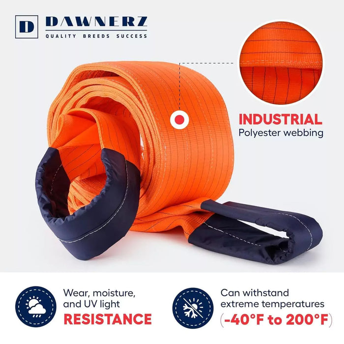 Lifting sling showing temperature ranges and resistance characteristics