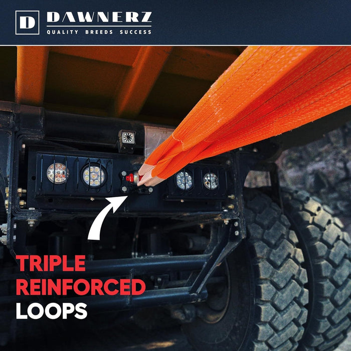 Dawnerz 200,000 lb 30 ft tow strap - Reinforced Loop Infographic