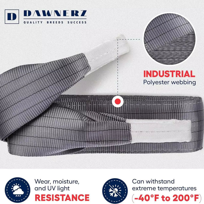 Lifting sling showing temperature ranges and resistance characteristics