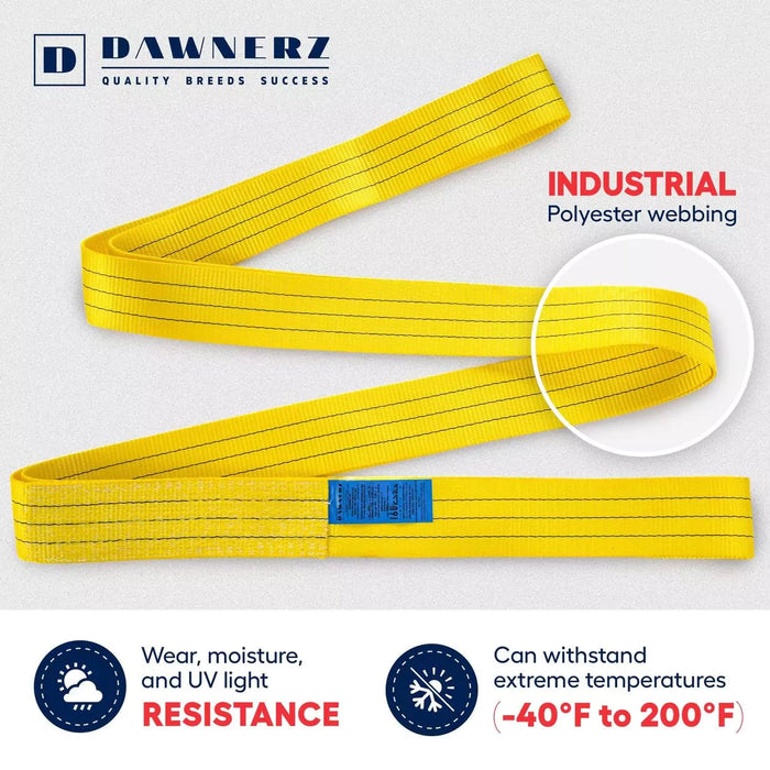 Endless Lifting sling showing temperature ranges and resistance capabilities