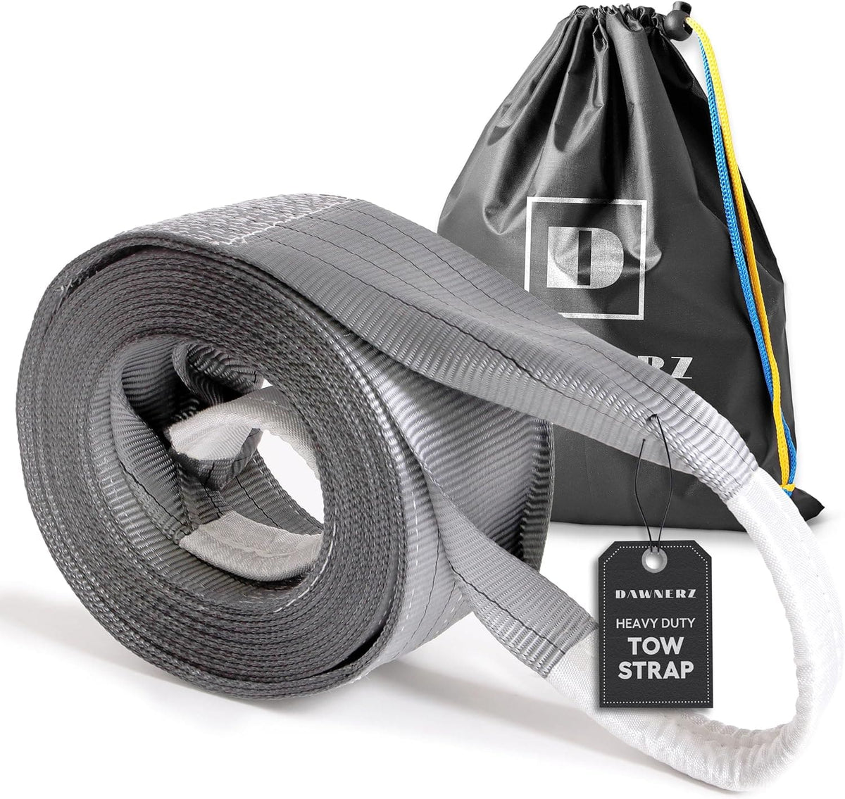 30ft Heavy Duty Tow Strap with 75000 lb MBS for Van RV and Trucks - Dawnerz Tow Straps