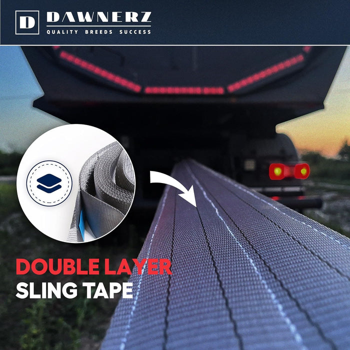  Dawnerz Tow Strap Heavy Duty 200000lbs 30ft - Recovery Tow Rope  100 US Tons 9m for Dump Trucks and Semi Tractor Trailer Trucks : Automotive