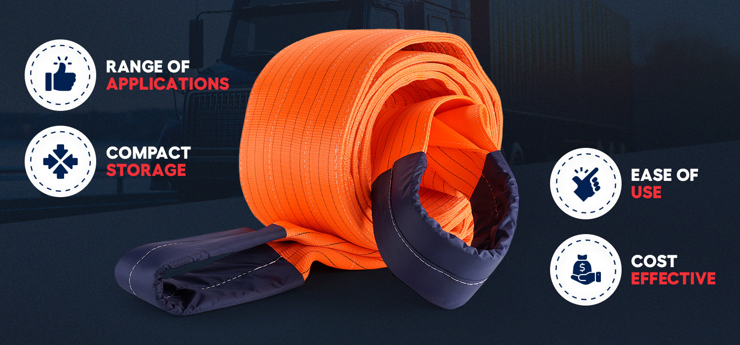 TIFCO Industries - Part#: 35169 - Nylon Tow Strap W/Hooks, 10,000# 2 x 20
