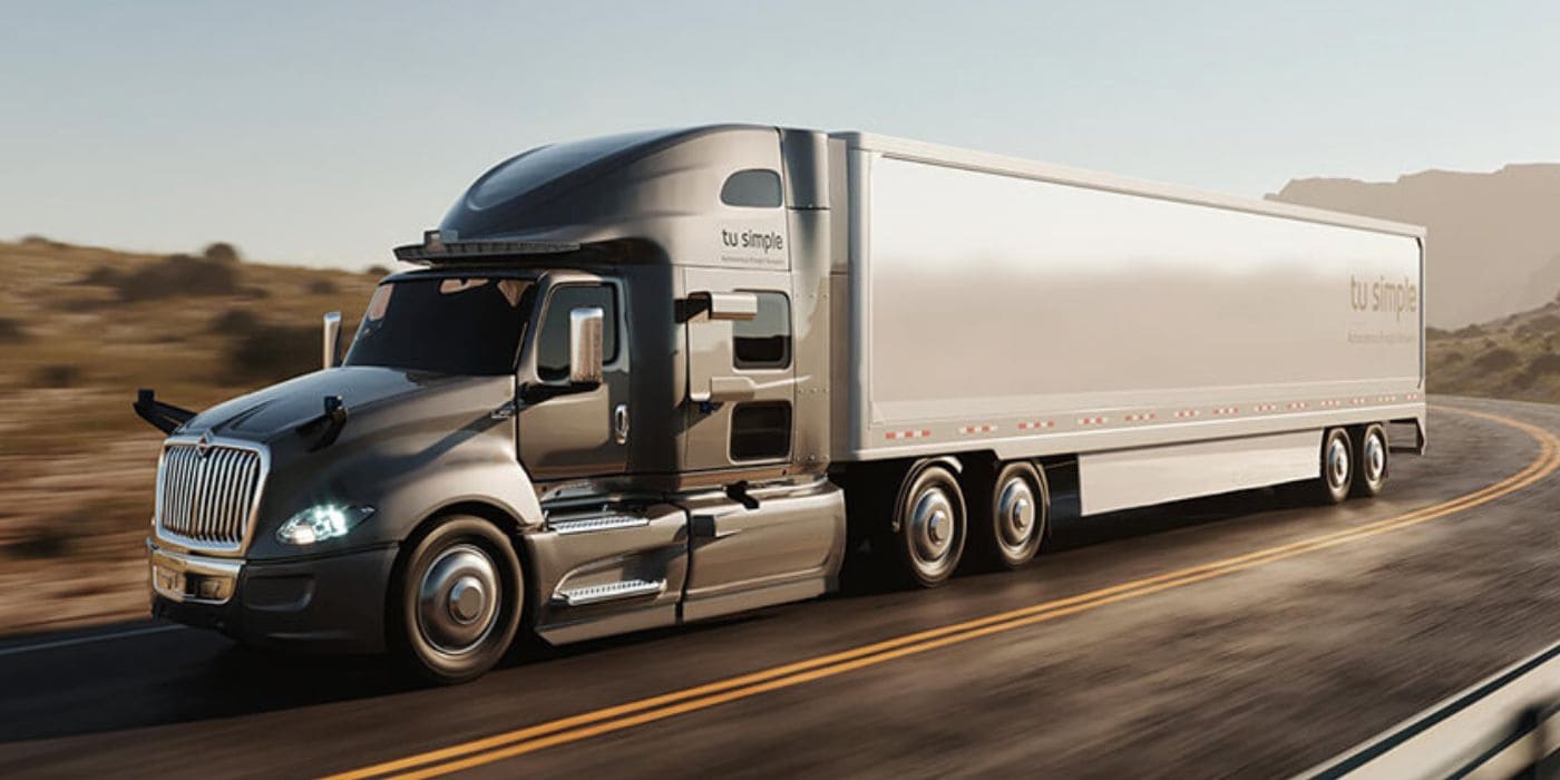 Semi truck driving on the freeway